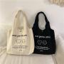 Wholesale Simple Illustration Printed Shoulder Bag Dual Purpose Portable Large Capacity Casual Shopping Handbag