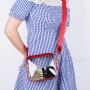 Keymay Custom Fashion Red Girls Pvc Makeup Bag Stadium Approved Shoulder Bag Women Clear Stadium Crossbody Bag