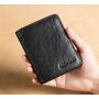 ZF209  Men Wallet Genuine Leather Oil Waxed Head Layer Cowhide Anti-theft Brush Vertical Card Bag Short Trifold Money Clip