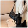 New Fashion Women's Bag Rivet Crescent Child Mother Bag European And American Vintage Quilted Pleated High Quality Shoulder Bag