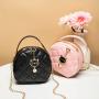 Fresh Sweet Embroidery Small Round Female Bags Casual Fashion Crossbody Mobile Phone Bag Mini Chain Diamond Lattice Bags