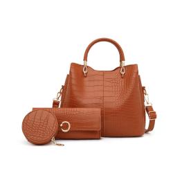 New Vintage Fashion Crocodile Pattern Three Piece Set Mother Bag