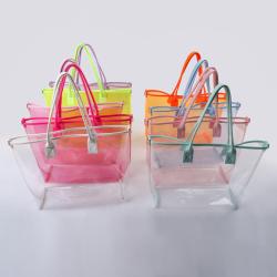 Keymay Low MOQ High Quality Large Women's Tote Bags Transparent Beach Shopping Bag Plastic Clear Pvc Tote Bags