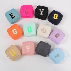 Stock 18colors DIY Patches nylon pouch Personal Cute Mini Square Waterproof Pouch Designer Nylon Makeup Bags
