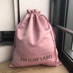 Thick Rose Pink Satin Drawstring Pouch Matt Satin Gift Packaging Pouch