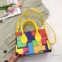 2022 New Korean Bags Women Messenger Bag Contrast Color Splicing Foreign Style Small Square Single Shoulder Bag