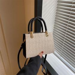 Grass woven bag for women new trendy and fashionable casual tote bag solid color large capacity single shoulder bags