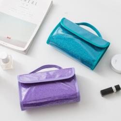 Women Popular Shiny PVC Cosmetic Bag Travel Folding Hang Toiletry Bag Waterproof Wash Toilet Bag