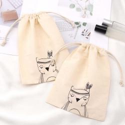 Custom Logo Printed Cotton Drawstring Building Block Toy Storage Bag Organic Muslin Cotton Gift Packaging Pouch