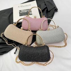 New arrival elegant clutch bag green rhinestone evening bags chain good quality handmade peacock pattern evening bags