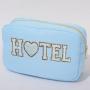 Wholesale Personalised Fabric Letter Patches Nylon Zipper Travel Toiletry Cosmetic Bags Nylon Makeup Pouch