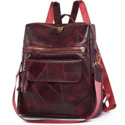 KBW025 2023 Hot Selling Soft Leather Patchwork Backpack for Men and Women Daily Commuting Single Shoulder Bag PU Travel Backpack