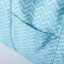 Stock Super Large Tote Shoulder Bag for Gym Beach Travel Daily Turquoise Chevron Pattern Wholesale Cotton Canvas Bag Shopping