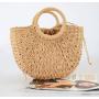Handmade Wicker Woven Purse Handbag Women Circle Bag