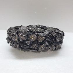 Custom design  2024 black Flower hollow diamond evening banquet crystal bag women's handbag Clutch Purse