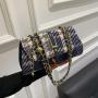 Fashion Mix - Color Ladies Designer Flap Bags PU Leather Woolen Cloth Pattern Cross Body Purse Women Golden Strap Sling Bag