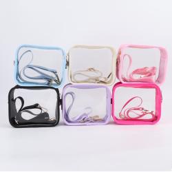Keymay RTS Stock PVC Zipper Waterproof Clear Crossbody Bag Stadium Approved Clear Crossbody Messenger Bag girls Shoulder Bag