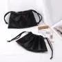 Custom Emboss Drawstring Pu Leather Pouch Skincare Travel Cosmetic Bag Black Waterproof Leather Bag