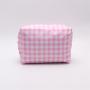 Keymay Custom Wholesale Pink Cosmetic Bag Travel Organizer Zipper Pouch Plaid Checkered Makeup Bag