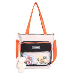 Fast delivery custom transparent pvc pin display messenger shoulder tote bags crossbody ita bags for sale