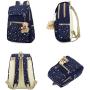 Star Printed Canvas Backpacks With Bear Pendant 3pcs Set School Bags Bookbags With Crossbody Bag For Teenage Boys Girls