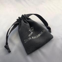 Custom Silver Hot Stamping Logo Suede Drawstring Pouch Suede Packaging bag For Jewelry