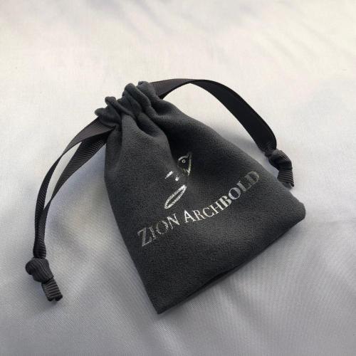 Custom Silver Hot Stamping Logo Suede Drawstring Pouch Suede Packaging bag For Jewelry
