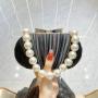 New Arrival Wrinkle Clutch Bag Handbag Party Bride Wedding Purse Apricot Pleated Pearl Chain Satin evening bag 2024 For Women