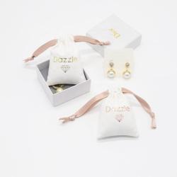 Hot Stamping Mini Faux Suede Necklace Bracelet Packaging Pouch Luxury Microfiber Drawstring Earring Jewelry Bag