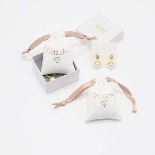 Hot Stamping Mini Faux Suede Necklace Bracelet Packaging Pouch Luxury Microfiber Drawstring Earring Jewelry Bag