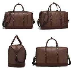 Large Capacity High Quality PU Leather Mens Travel Duffel Gym Sport Bag Vintage Weekender Overnight Luggage Storage Bag for Man