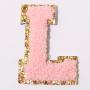 Stock Pink Multi Color A-Z Alphabet Embroidery Patch For Clothing Bag Upgrade Self Adhesive Cute Gold Glitter Chenille Patches