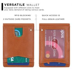 Minimalist RFID Mens Money Clip Wallet Leather
