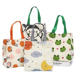 2024 New Original Mummy Bag Small Portable Cartoon Canvas Shopping Bag Simple Design