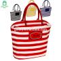 Gelory Factory Direct Supply Custom Rope Handle Style Color Stripe Canvas Beach Bag With Zipper