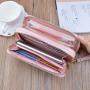ZR199 Women's Wallet Long Handbag PU Double-layer Zipper Coins Wallet Purse Stylish Contrast Color Mobile Phone Bag Card Holder