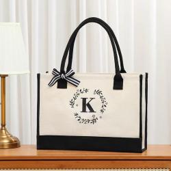 2024 New Reusable Eco-friendly Custom Logo Cotton Tote Shopping Bag Blank Spot Plus Print Logo Canvas Bag Women's Handbag