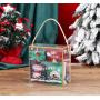 HR534 Christmas Decorations Creative Box Bag PET Gifts Children Present Handbag Christmas Snow Tree Man Elk Cookie Storage Bag