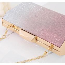 Factory Prices Fashion Style  Pink sparkling fabric Gradient Clutch Bag Small Square Bag Party Wedding Evening Bags For Women