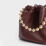 Wholesale Custom Women Handbags Nice Quality Soft Vegan Leather With Nice Gold Chain Fashion Drawstring Bucket Bag