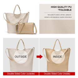 LOVEVOOK Female Large Totes Bags Pure Foldable Soft PU Leather Crossbody purses for Women bags Set Women Handbags Shoulder Bag