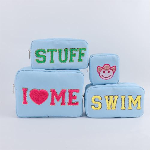 Keymay Wholesale Waterproof Nylon Zipper Pouch Custom  Embroidery Cosmetic Bag For Women Make-up Bag