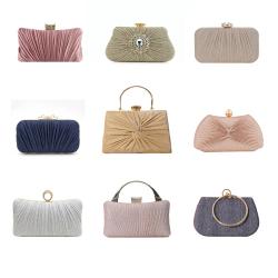 Wholesale Women Glitter Shiny Evening Bags Pleated Silver Clutch Bag Wrinkle Handbags Chain Wedding Gold Party Bag For Ladies