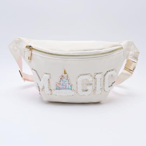 Custom Waterproof Nylon Crossbody Fanny Bag Castle MAGIC Patch Sew On Women Men Chenille Embroidery Waist Belt Bag Waist Pack