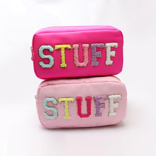 New Trending Custom Embroidered Logo Makeup Travel Organizer Nylon Zipper Waterproof Fashion Girl Cosmetic Bag