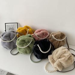 Wholesales Velvet China Supplier Fashion Bag Pearl Ladies Bags 2024 Clastic Bucket Latest Design Ladies Handbag