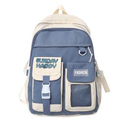 Ins Leisure Girls Backpack Japanese Multi-Layer Backpack Color Contrast Junior High School Student Schoolbag