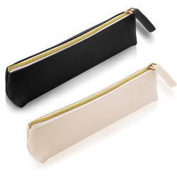 Gelory Lovely Stationery Bag PU Leather Pen Pencil Case Cute Slim Zipper Cosmetic Bag Small Pencil Pouch Portable