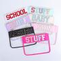 Keymay Custom Personalized Clear Cosmetic Bag Waterproof Toiletry Chenille letters Bag Transparent Pvc Women Zipper Makeup Bag