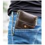 CST-002 Hot Selling Fashion Real Genuine Leather Men Wallet Pocket Card Purse Men Cool Wallet Chain Buckle Type RFID Anti-theft